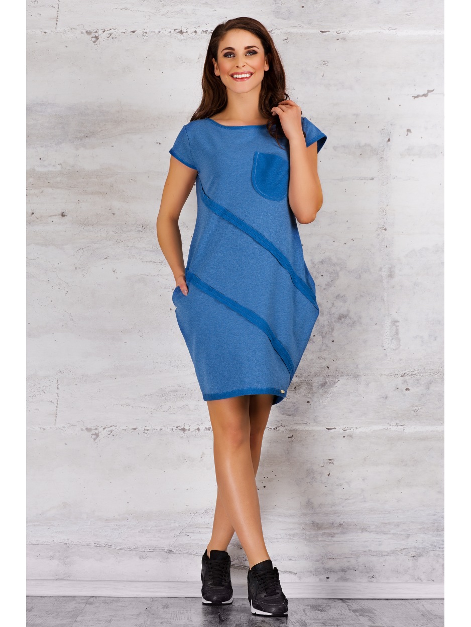 Sukienka M058 - Kolor/wzór: Niebieski - tył