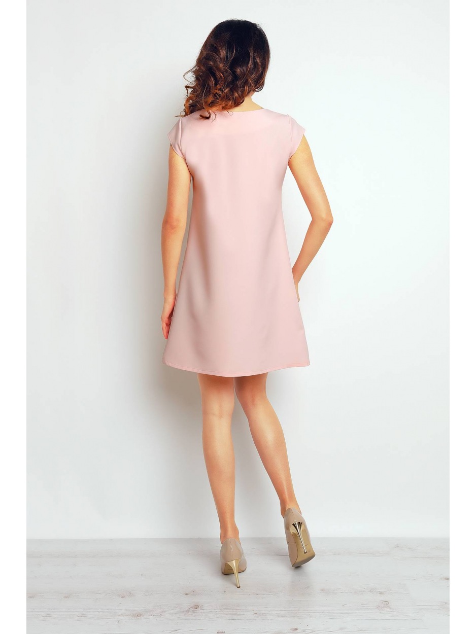 Sukienka M074 - Kolor/wzór: Pudrowy róż - bok