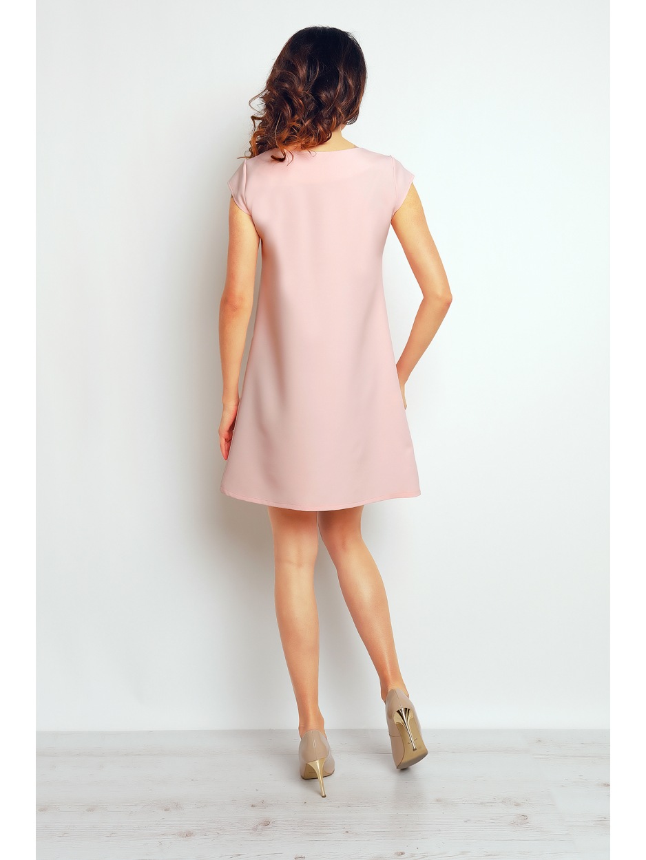 Sukienka M074 - Kolor/wzór: Pudrowy róż - góra