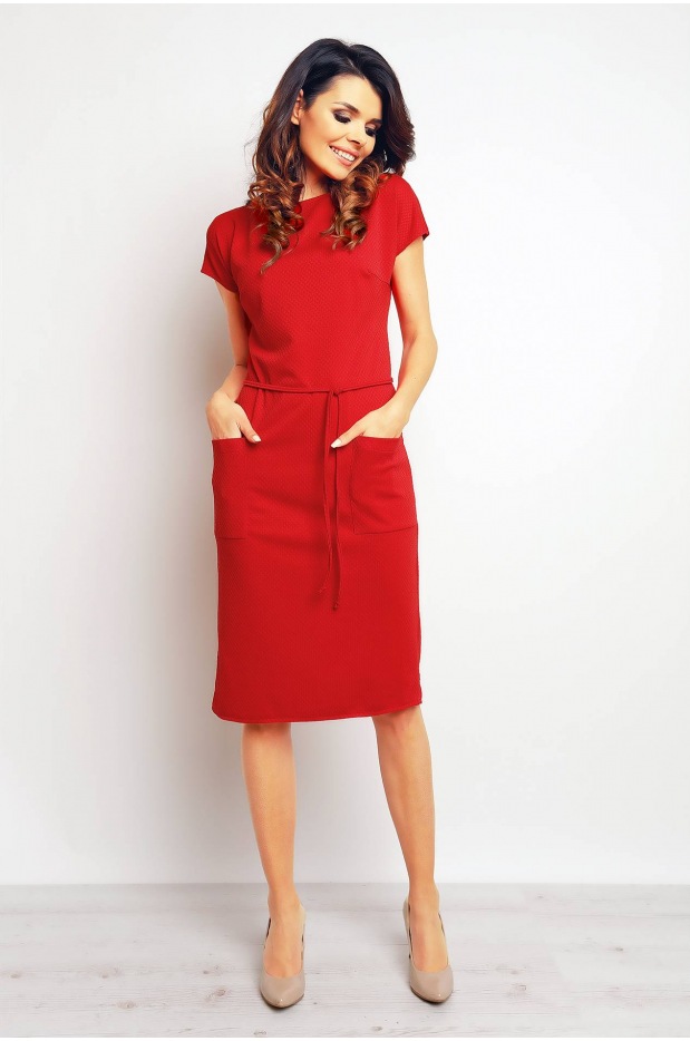 Sukienka M085 - Kolor/wzór: Czerwony - tył