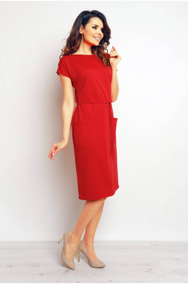Sukienka M085 - Kolor/wzór: Czerwony - przód