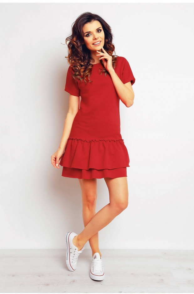 Sukienka M094 - Kolor/wzór: Czerwony