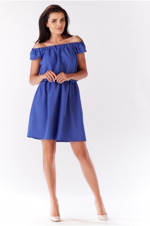 Sukienka M136 - Kolor/wzór: Niebieski