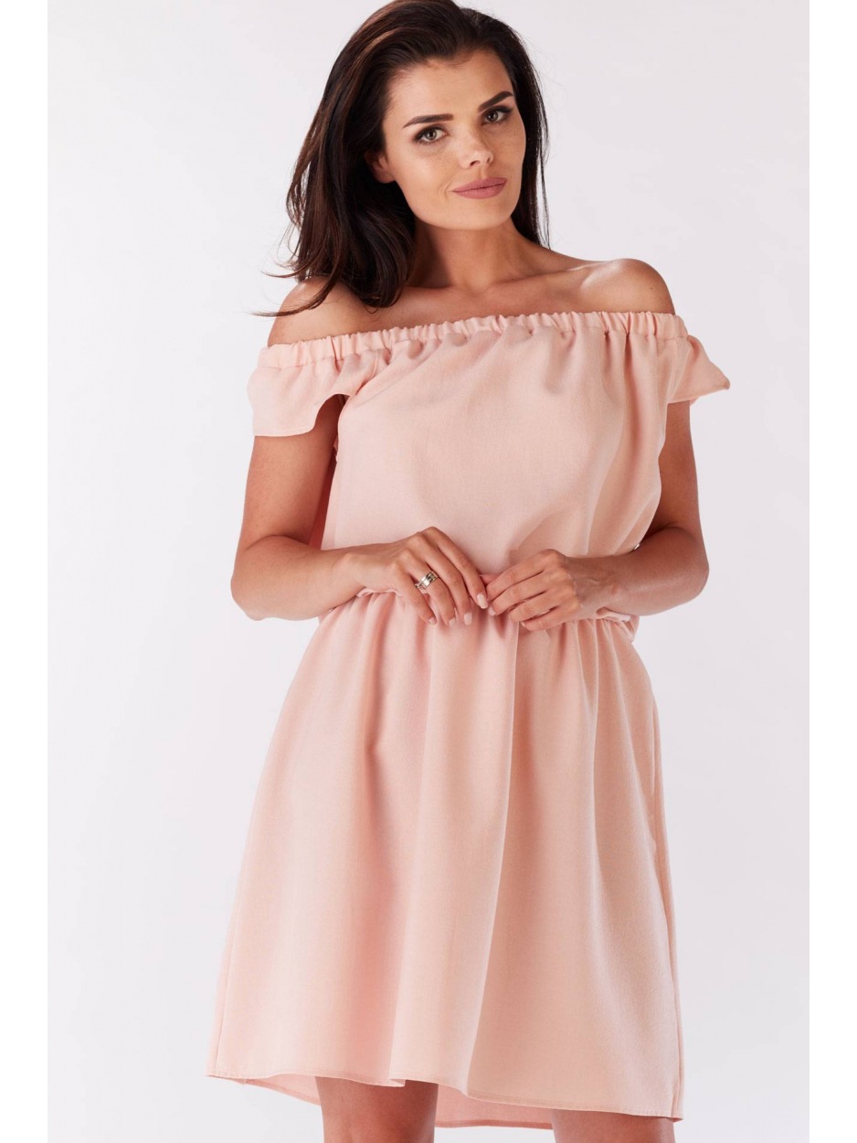 Sukienka M136 - Kolor/wzór: Pudrowy róż - tył