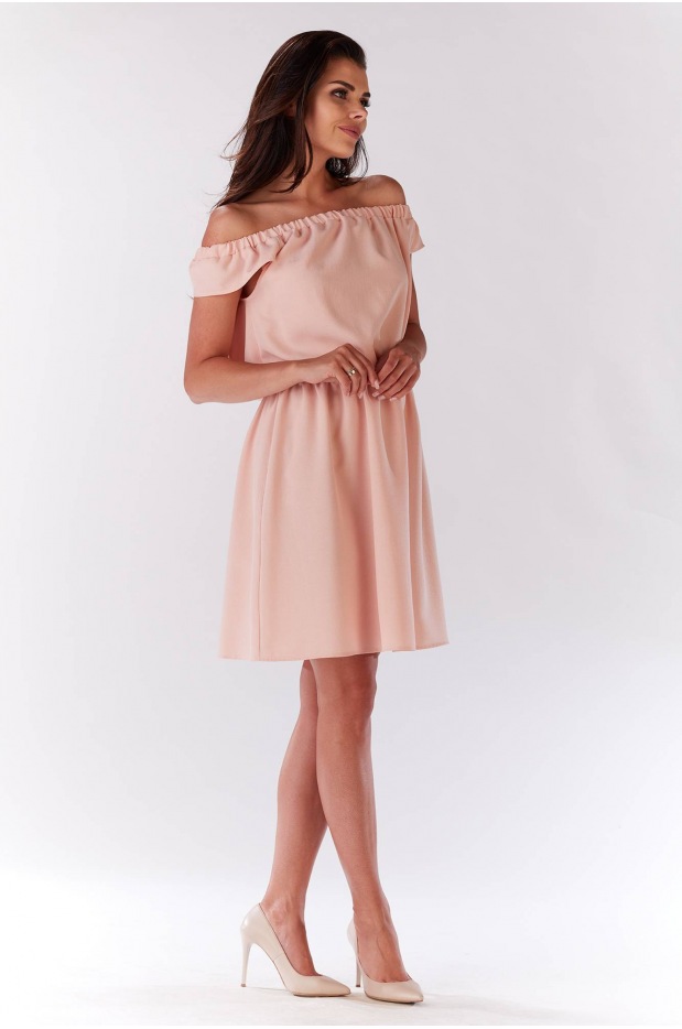Sukienka M136 - Kolor/wzór: Pudrowy róż - bok