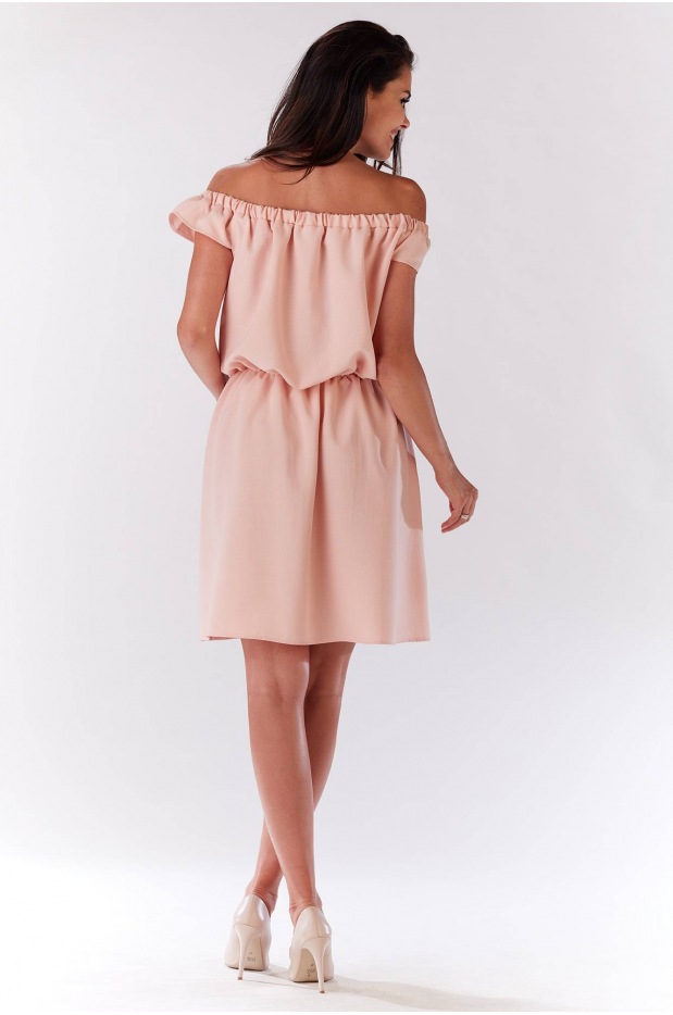 Sukienka M136 - Kolor/wzór: Pudrowy róż - lewo