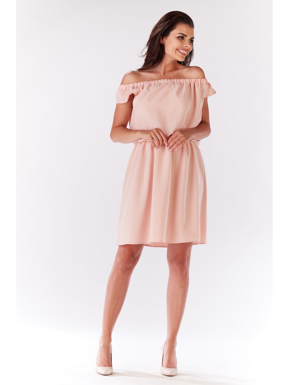 Sukienka M136 - Kolor/wzór: Pudrowy róż - góra
