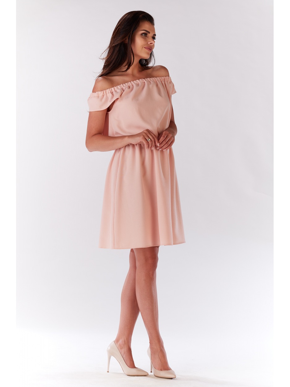 Sukienka M136 - Kolor/wzór: Pudrowy róż - dół