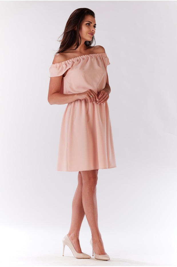 Sukienka M136 - Kolor/wzór: Pudrowy róż - dół