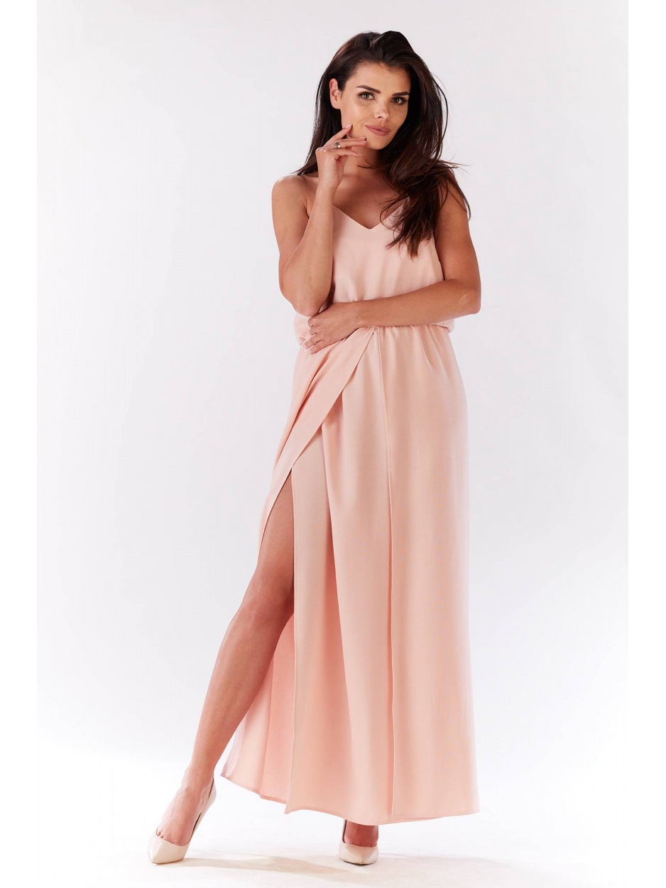 Sukienka M138 - Kolor/wzór: Pudrowy róż - tył