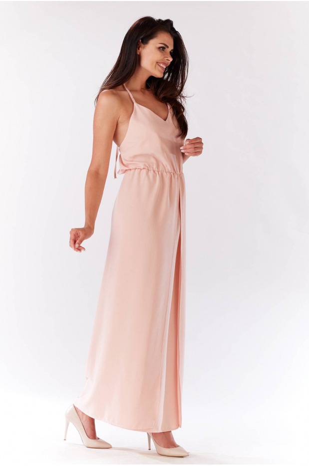Sukienka M138 - Kolor/wzór: Pudrowy róż - przód