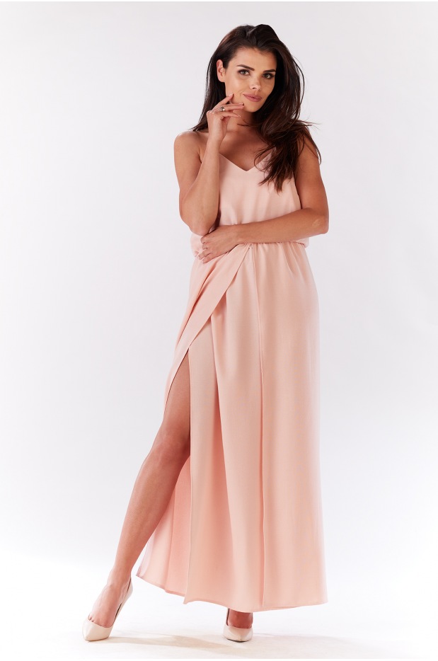 Sukienka M138 - Kolor/wzór: Pudrowy róż - lewo