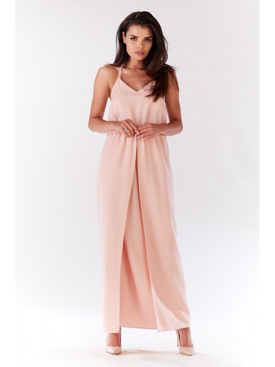 Sukienka M138 - Kolor/wzór: Pudrowy róż - prawo