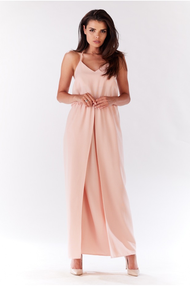 Sukienka M138 - Kolor/wzór: Pudrowy róż - prawo