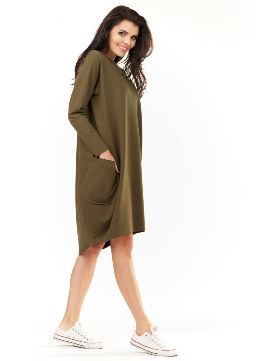 Sukienka M154 - Kolor/wzór: Khaki - przód