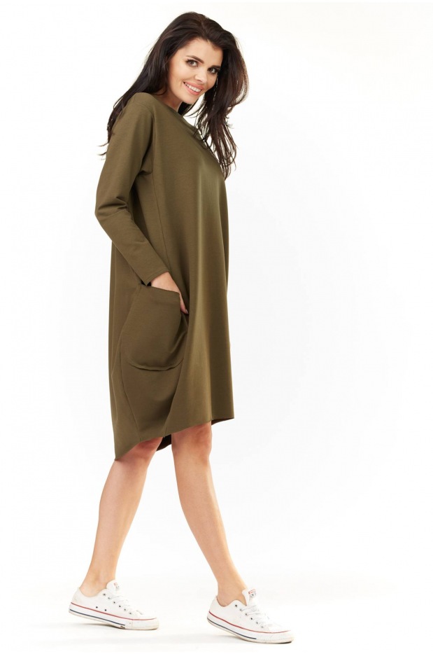 Sukienka M154 - Kolor/wzór: Khaki - przód