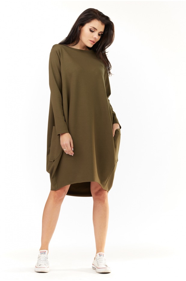 Sukienka M154 - Kolor/wzór: Khaki - lewo