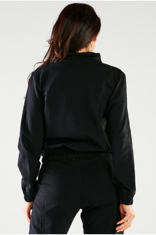 Rozpinana bluza dresowa bawełniana, czarna - detal