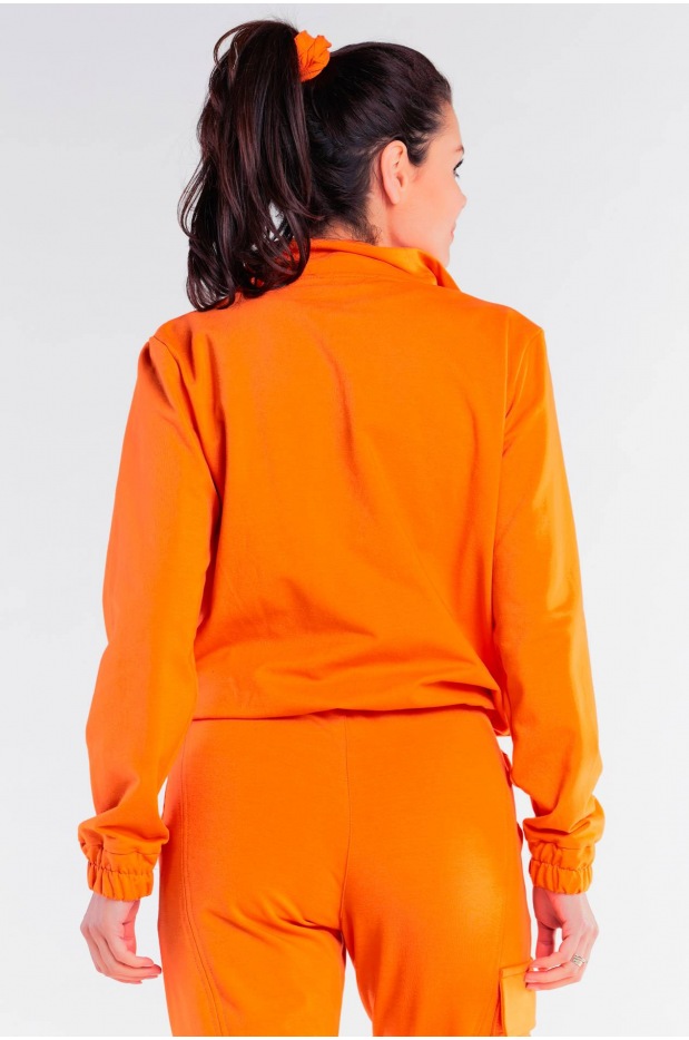Rozpinana bluza dresowa bawełniana, pomarańczowa - przód