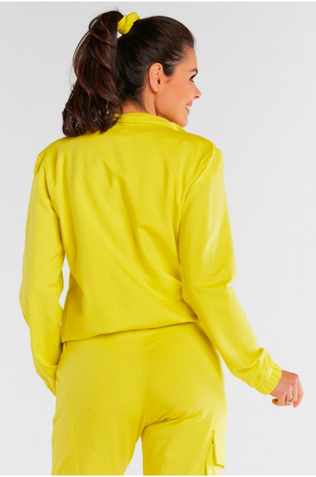 Rozpinana bluza dresowa bawełniana, żółta - góra