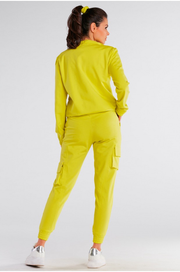 Rozpinana bluza dresowa bawełniana, żółta - przód