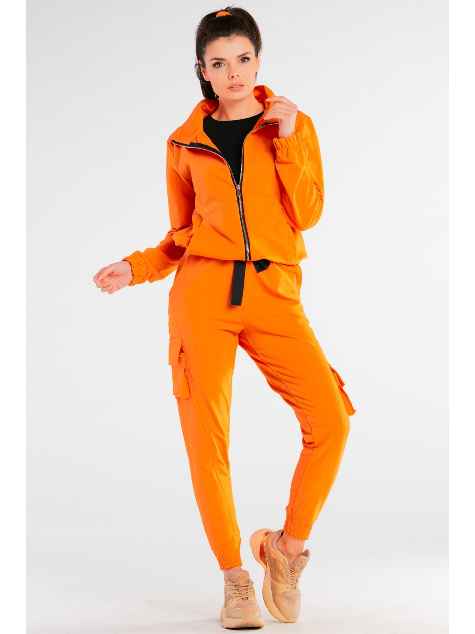 Spodnie dresowe z bojówki, pomarańczowe - tył