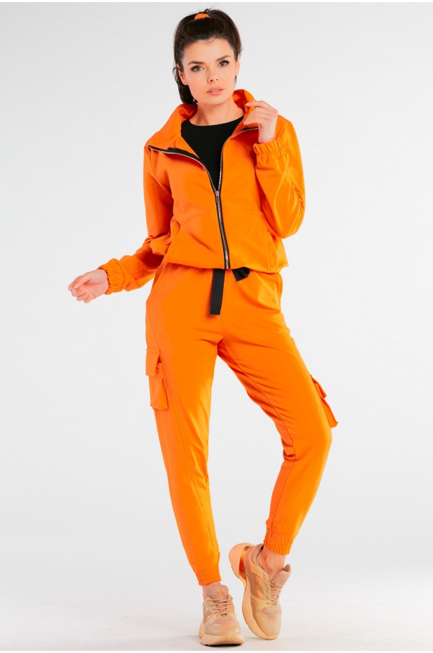 Spodnie dresowe z bojówki, pomarańczowe - tył