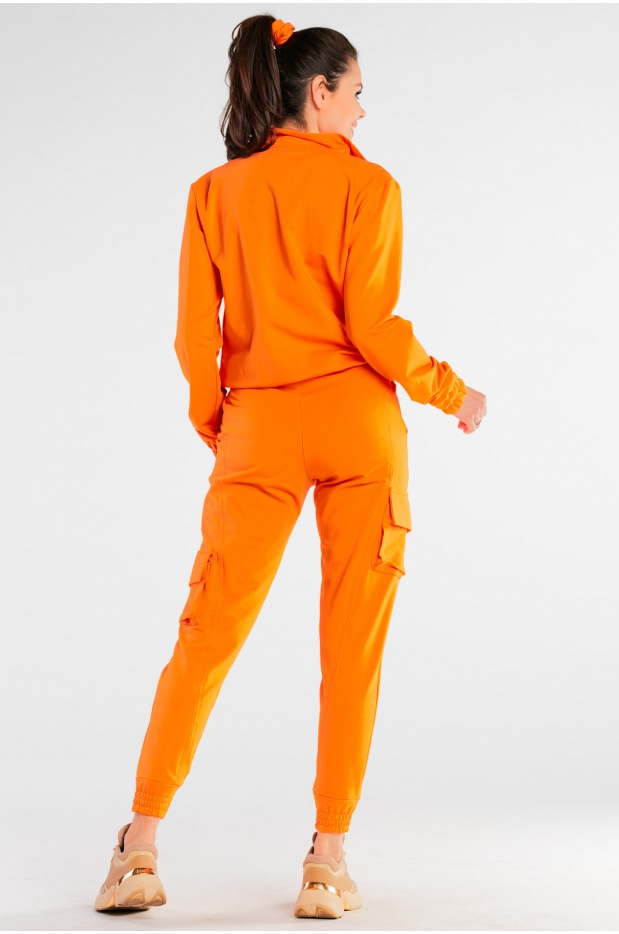 Spodnie dresowe z bojówki, pomarańczowe - bok