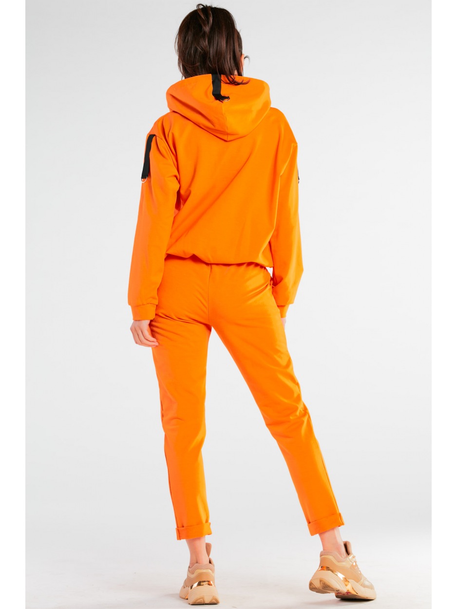 Spodnie dresowe bawełniane z kieszeniami, pomarańczowe - góra