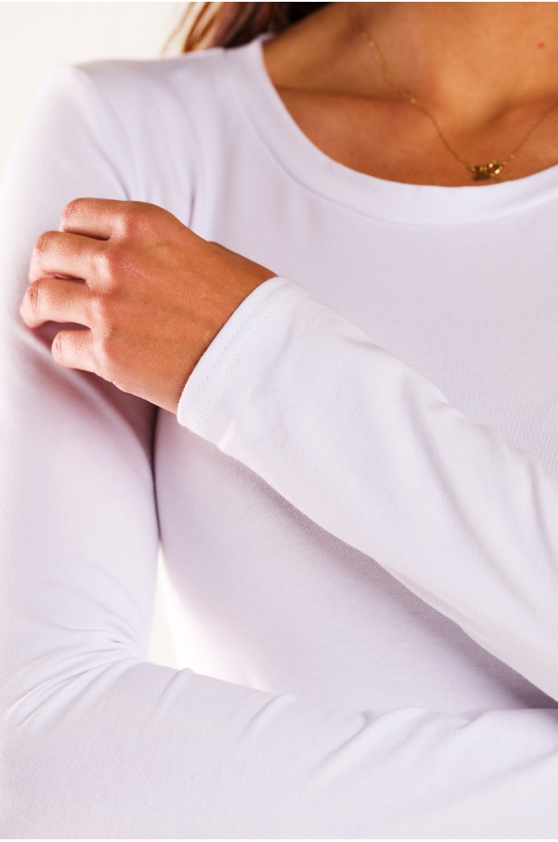 Bawełniana bluzka Basic, biała - dół
