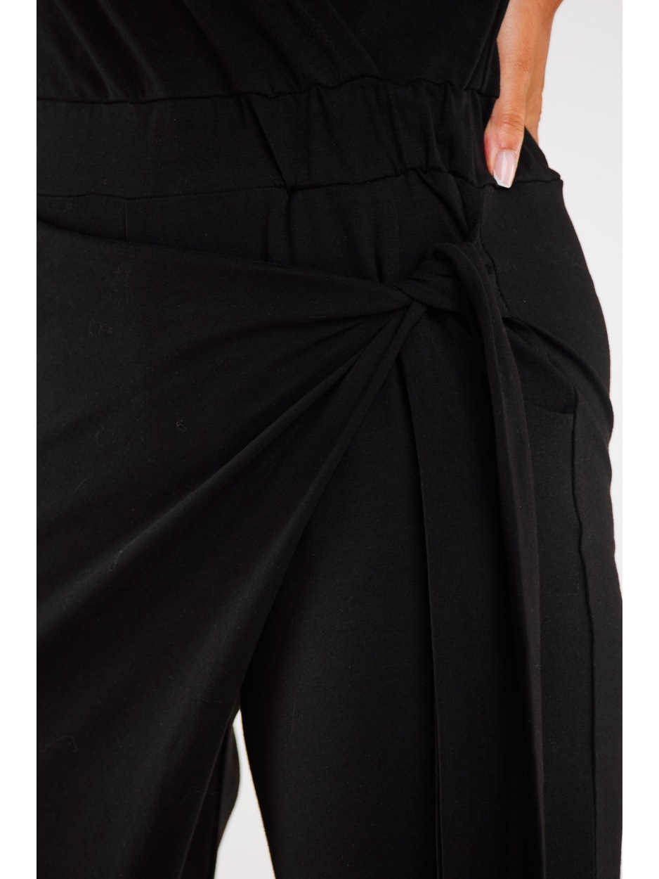 Bawełniany kombinezon w stylu streetwear z krótkimi rękawami, czarny - dół