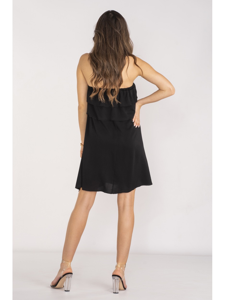 Trapezowa sukienka hiszpanka mini, czarna - bok