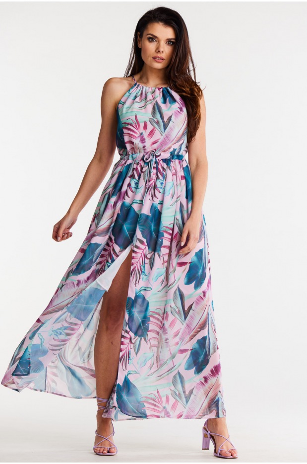 Sukienka A506 - Kolor/wzór: Tropikalny - przód