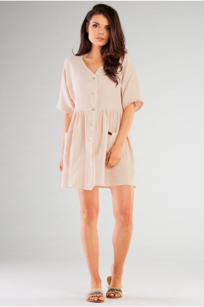 Sukienka M258 - Kolor/wzór: Beż