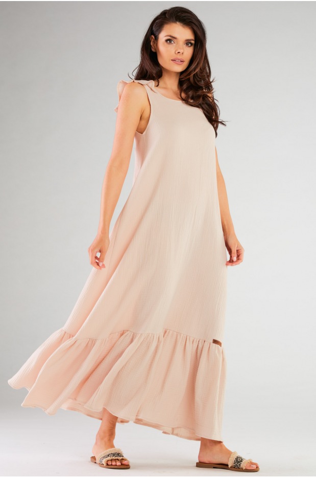 Sukienka M262 - Kolor/wzór: Beż