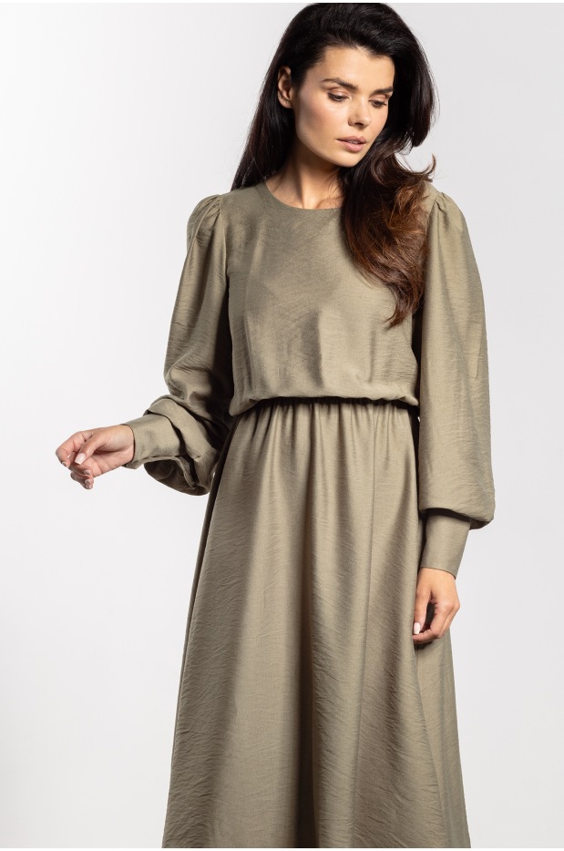 Luźna sukienka midi A732 - Kolor/wzór: Szałwiowy