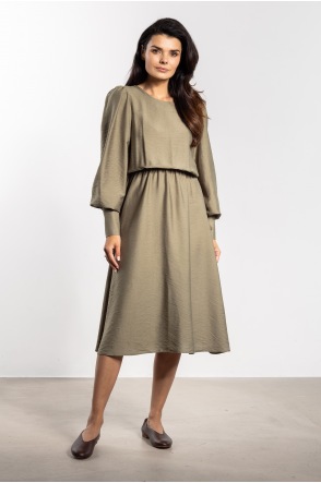 Luźna sukienka midi A732 - Kolor/wzór: Szałwiowy