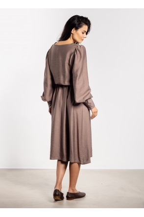 Luźna sukienka midi A732 - Kolor/wzór: Taupe