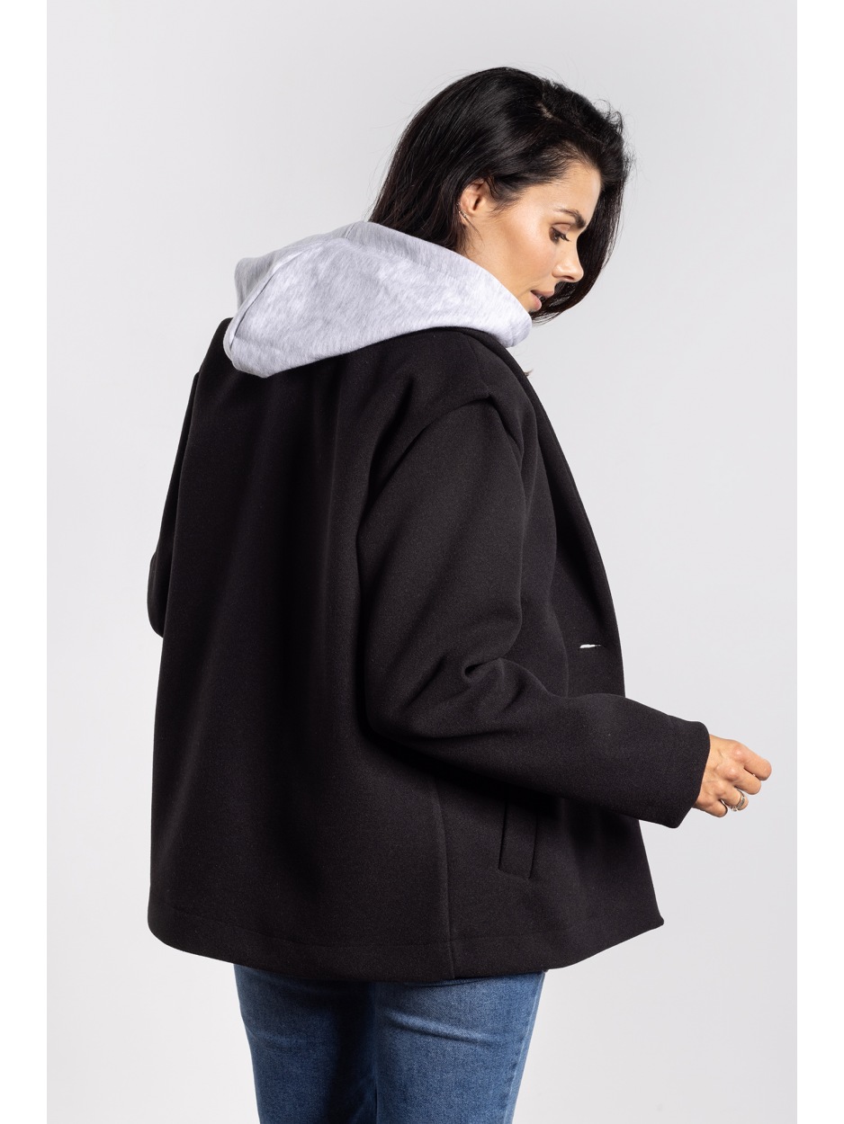 Elegancka kurtka damska butelkowa zieleń z flauszu na jesień i zimę - dół