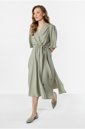 A761 Sukienka - Kolor/wzór: Szałwiowy