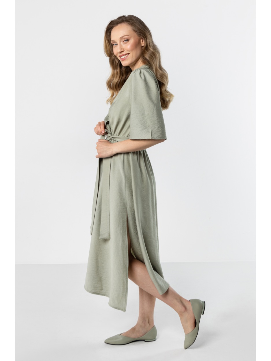 A761 Sukienka - Kolor/wzór: Szałwiowy - prawo