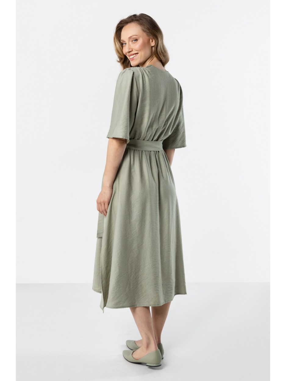 A761 Sukienka - Kolor/wzór: Szałwiowy - góra