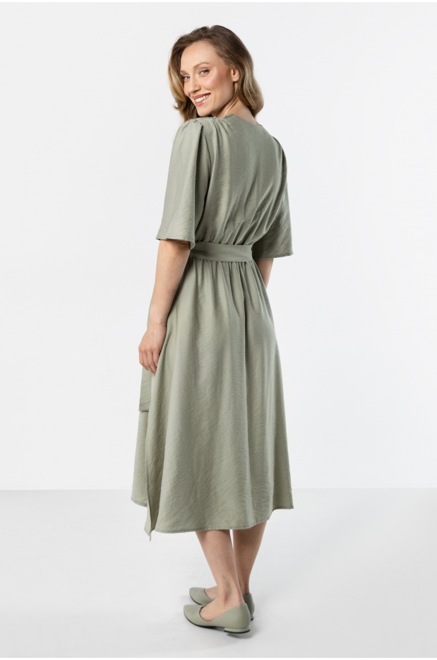 A761 Sukienka - Kolor/wzór: Szałwiowy - góra