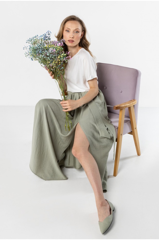 A763 Spódnica - Kolor/wzór: Szałwiowy